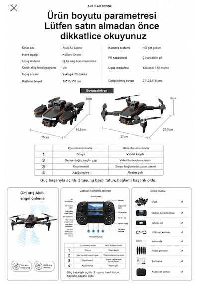 Js28h Drone Akıllı Hava Dronu Engel Tınama Ekranlı Kumanda Fotoğrafçılık Dronu 50x Zoom Başsız Mod Tek Tuşla Geri Dönüş Elektirikli Kamera 2 Lens Fırçasız Motor Elden Kaçınma Katlanabilir