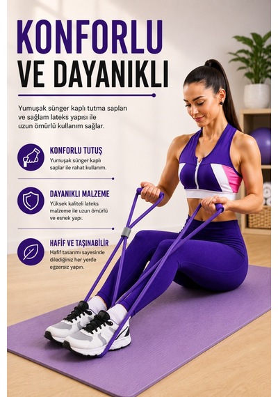 Orta Seviye 1 Adet Bacak Kalça Squat Fitness Egzersiz Direnç Lastik Pilates Bandı Plates Lastiği Çok Renkli
