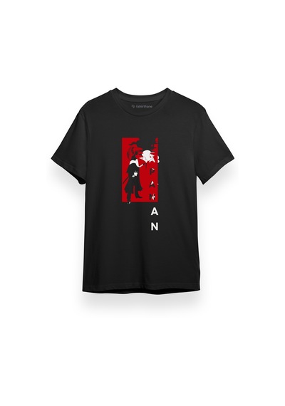 Rurouni Kenshin Japan Siyah Kısa Kol Erkek Tshirt 001