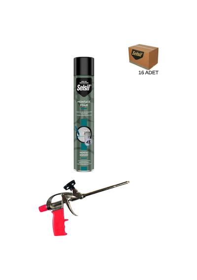 Selsil Pu Tabancalı Montaj Köpüğü 750 Ml. 16 Adet ,demir Köpük Tabancası