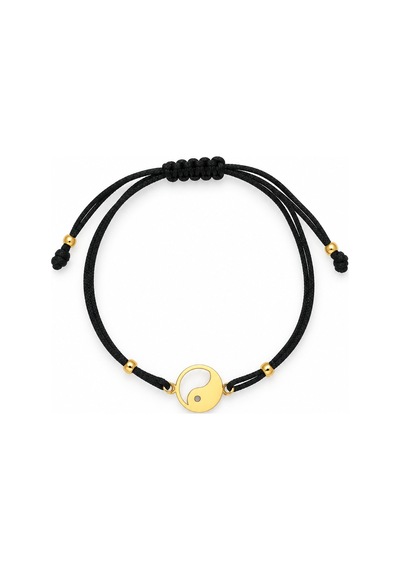 14 Ayar Altın Siyah İpli Yin Yang Bileklik