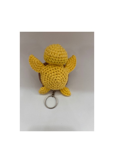 Amigurumi Örgü Kaplumbağa Anahtarlık - El Yapımı Çiçekli Tasarım Sarı Sarı