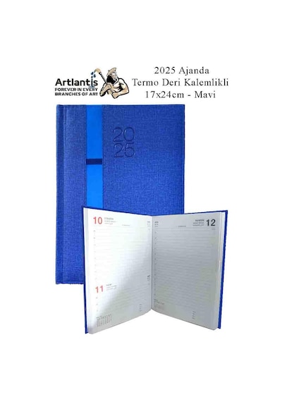 2025 Ajanda Ciltli Dermo Kapak 1 Adet 17x24 Cm Ajanda 2025 Çizgili Ajanda Günlük Planlayıcı Termo Kapak 7017 Ofis Okul Mavi