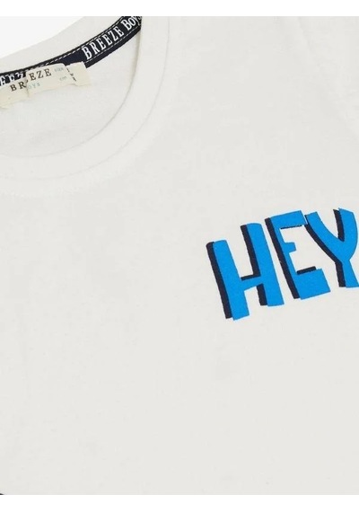 Breeze Erkek Bebek Pamuklu Dinazor Baskılı Şortlu Takım-14579 Beyaz