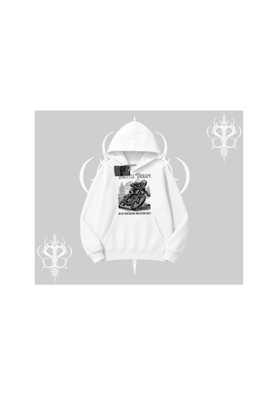 Tarzsokak Kapşonlu Sweatshirt Throttle Therapy No Brakes Just Freedom Beyaz