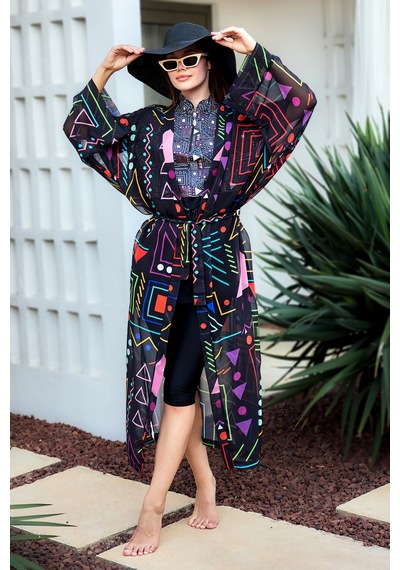 Remsa Canan Şifon Kimono Pareo Rms-rp025-26 Siyah