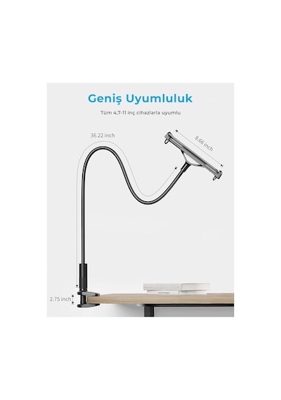Saiji Datura Is 100 Cm Akrobat Flexible Ayarlanabilir Telefon Tablet Tutucu Siyah Çok Renkli