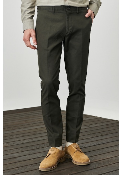 AC&Co / Altınyıldız Classics Erkek Yeşil Slim Fit Dar Kesim Armürlü Esnek Casual Pantolon 4A0123100022YSL50