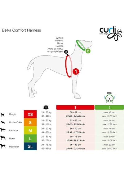 Curli Belka Comfort Harness Köpek Göğüs Tasması Siyah Medium 66-7