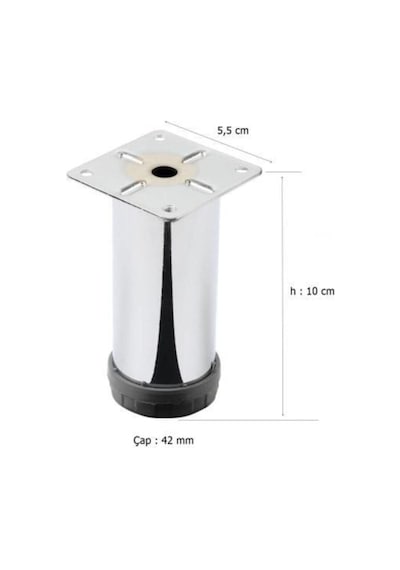 4 Adet Tablalı Ayarlı Metal Baza Ayağı 10cm