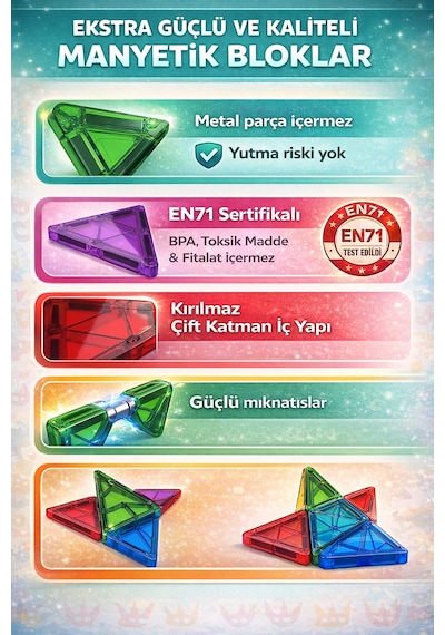 Mino Makers 101 Parça Manyetik Bloklar Mıknatıslı Bloklar Oyuncak