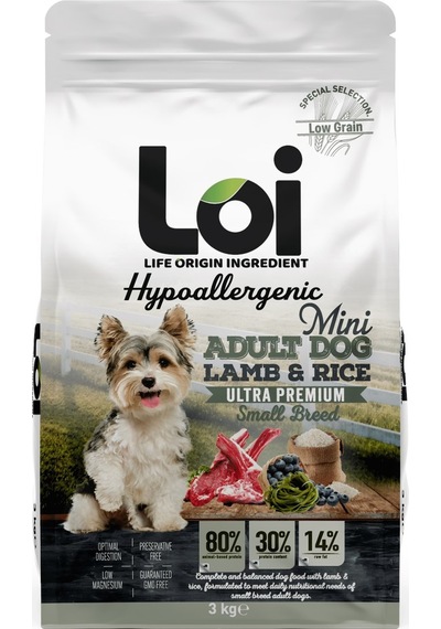 Loi Hipoalerjenik Kuzu Etli Küçük Irk Yetişkin Köpek Maması 3 KG