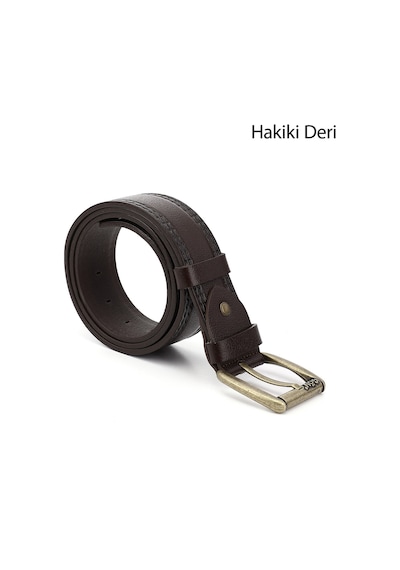 Gönderi(R) Gönderi R Kahve Antik Hakiki Deri 4,5 Cm Dikişli Kot Kemeri Kahve