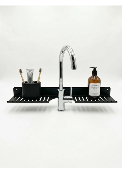 Eviye Önü Organizer Rafı Metal Lavabo Üstü Raf Mutfak Evye Üstü Organizer Duvara Yapışkanlı Del