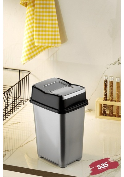 Haus Dolap Içi Çöp Kovası Pratik Kapak Mutfak Girdap Çöp Kovası Gri 5 Litre Gri