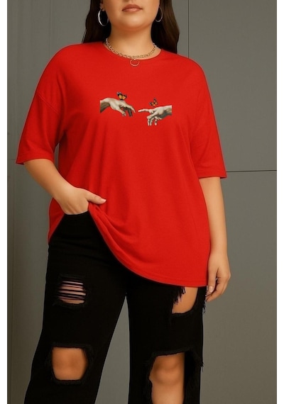 Benroma Büyük Beden Özgürlük Baskılı Unisex Tişört Çok Renkli