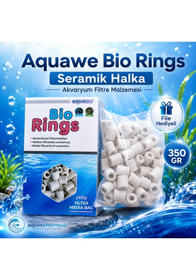 Aquawe Bio Rings - Seramik Halka - Akvaryum Filtre Malzemesi - File Hediyeli - Üstün Bakteri Tutma - 350 Gr
