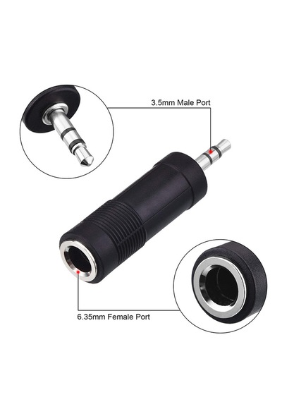 5 Adet 6.35 Mm Dişi - 3.5 Mm Erkek Jack Adaptör Ses Çevirici Altın Uçlu Kulaklık Dönüştürücü Siyah