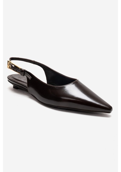 Luvishoes Jenna Kahverengi Cilt Sivri Burunlu Kadın Alçak Topuklu Ayakkabı