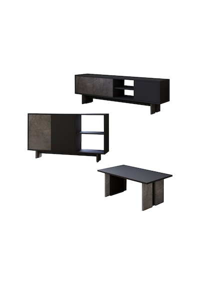İnarch Dizayn Ravello Oturma Odası Set Modern Konsol, Tv Sehpası Ve Orta Sehpa Üçlü Takım Gordion Mermer - Antrasit İnarch Dizayn Ravello Oturma Odası Set Modern Konsol, Tv Sehpası Ve Orta Sehpa Üçlü Takım Gordion Mermer - Antrasit