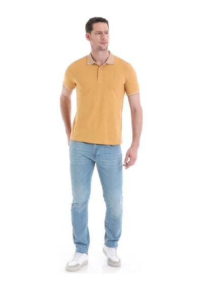 Hatemoğlu - Sarı Regular Fit %100 Pamuk Kıvrılmaz Polo Yaka Tişört