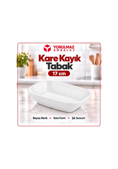 17 Cm Termo Kare Kayık Tabak Kırılmaz Ve Şık Meze Sunum Tabağı Beyaz