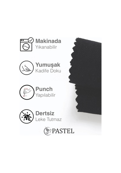 Br Pastel Kadife Dokulu Siyah Renk Kırlent Yastık Kılıfı Freedom Serisi Punch Için Uygun Siyah