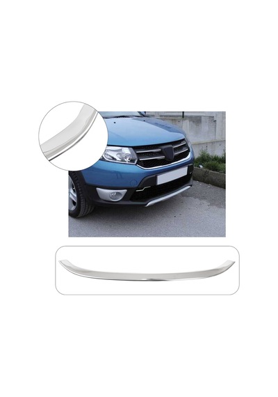 Dacia Sandero Stepway Uyumlu 2012-2016 Krom Ön Panjur Çıtası Tek Parça Paslanmaz Çelik