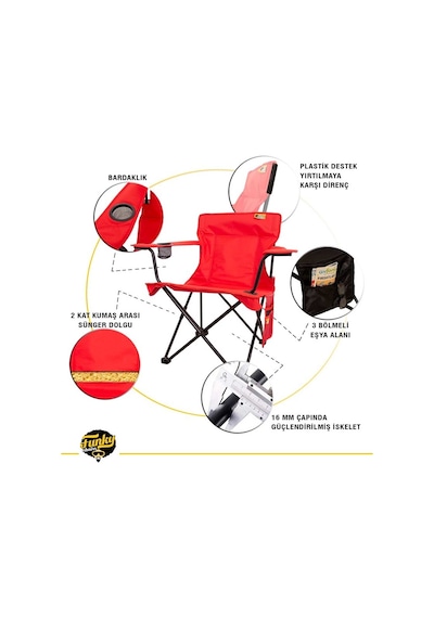 Funky Chairs V2 Lüks Kamp Sandalyesi Kırmızı Kırmızı