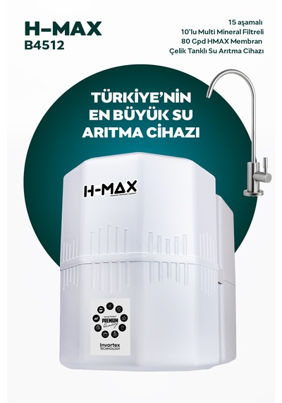 12 L Çelik Tank 15 Aşama Multi Mineral Su Arıtma Cihazı Hmaxb4512