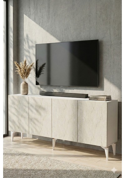Ka1809bt Lipa Konsol ,tv Sehpası Beyaz-traverten 180cm
