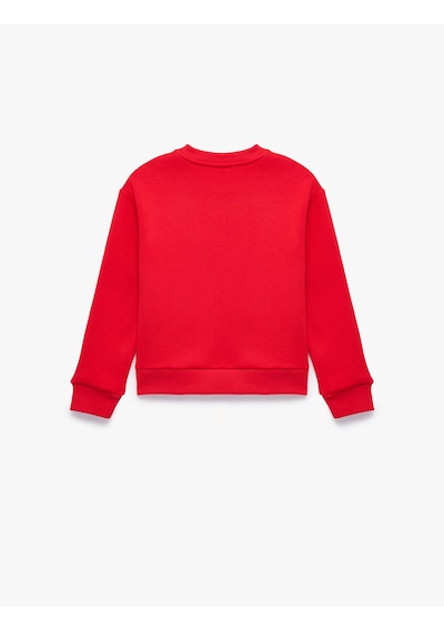 Koton Fiyonklu Uzun Kollu Bisiklet Yaka Pamuklu Şardonlu Sweatshirt Kırmızı 7wkg10081ak