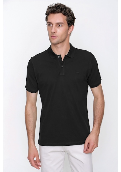 Siyah Basic Düz %100 Pamuk Slim Fit Dar Kesim Kısa Kollu Polo Yaka Tişört 99yc018011001 Siyah