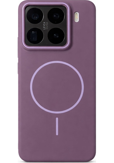 Mi 15 Pro Uyumlu Kamera Çıkıntılı Magsafe Wireless Şarj Özellikli Sert Sararmaz Silikon Kılıf Mor