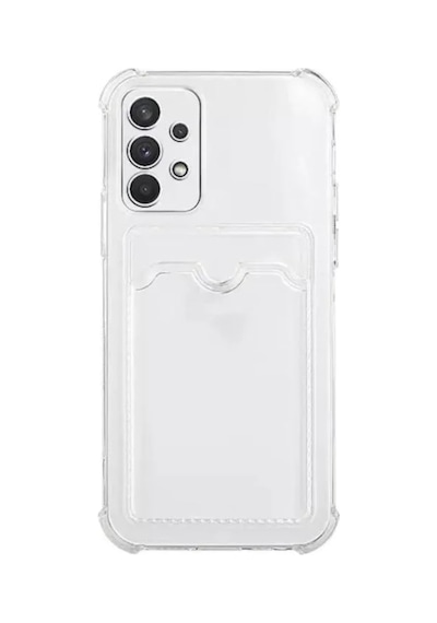 Samsung Uyumlu Galaxy A72 Kapak Kamera Korumalı Kartlıklı Darbe Emici Özellikli Şeffaf Silikon Kılıf