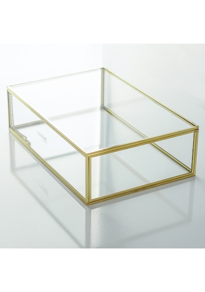Cam Kutu Ekstra Büyük Pirinç & Gold 40x30x8cm