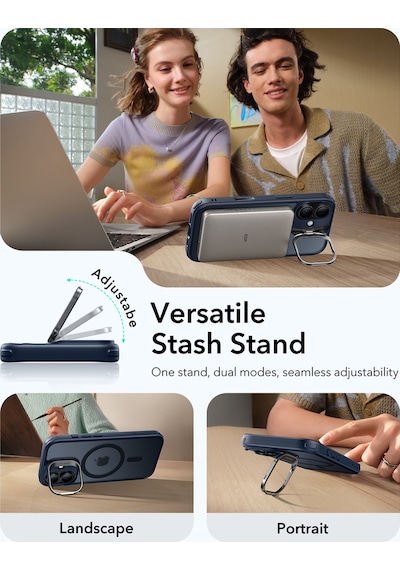 Esr Apple Uyumlu iPhone 17 Classic Hybrid Magsafe Standlı Kılıf - Kamera Kontrol Butonu - Buzlu Mavi Buzlu Mavi