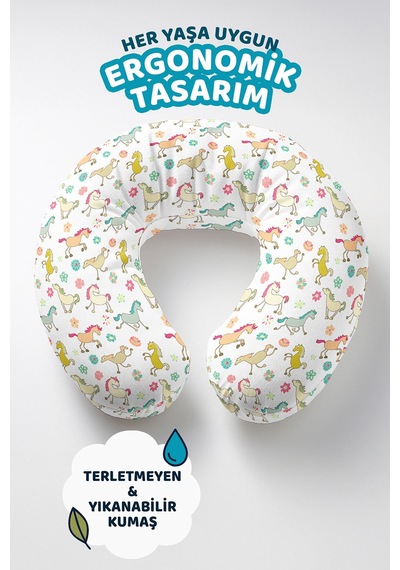 Renkli At Desenli Pamuklu Boyun Yastığı - Sevimli Çiçekli Pastel Çocuk & Yetişkin Seyahat Yastığı Buzlu Grili Nil Mavisi Renkli At Desenli Pamuklu Boyun Yastığı - Sevimli Çiçekli Pastel Çocuk & Yetişkin Seyahat Yastığı Buzlu Grili Nil Mavisi