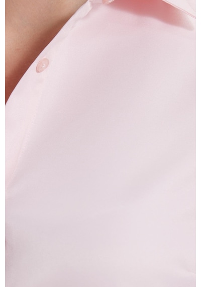 Tudors Kadın Slim Fit Dar Kesim Vücuda Oturan Uzun Kollu Pembe Basic Gömlek-38820 Pembe