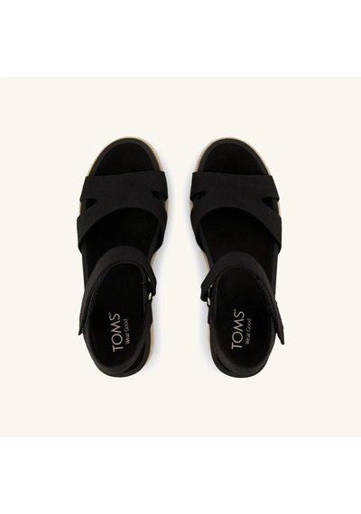 10023085 Black Heavy Canvas Sandalet Kadın Adidas 10023078 10023085 Toms Alana Wedge Sandal siyah