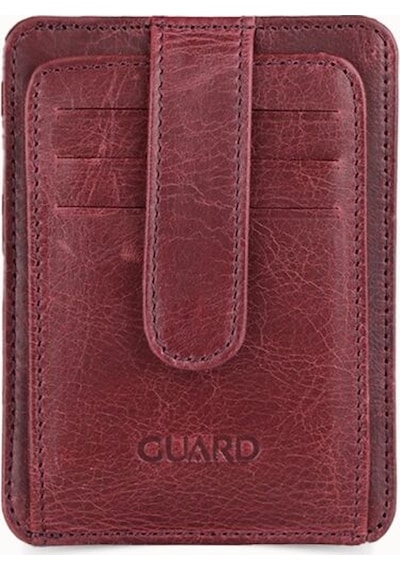 Guard Dikey Crazy Bordo Deri Kartlık Çok Renkli