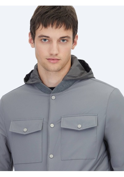 Kip Gri Regular Fit Micro Jel Elyaflı Spor Ceket Gri