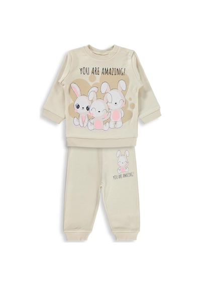Civil Baby Tavşanlar Baskılı 6-18 Ay Takım - Fil Dişi