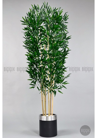 Yapay Bambu Ağacı 170cm Siyah Silver Metal Saksıda Siyah-silver