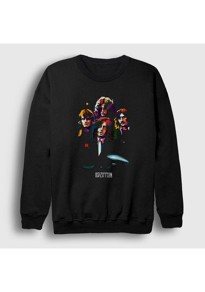 Presmono Unisex Band V2 Led Zeppelin Sweatshirt Siyah