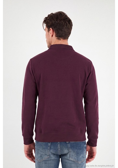 Buratti Pamuklu Regular Fit Yumuşak Dokulu Düğmeli Polo Yaka Kazak Erkek Polo Yaka Kazak 5906103 Bordo
