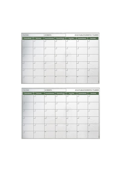 Sylar Manyetik Yapışkanlı Bir Aylık Program Planlayıcı Takvim 85x56 Cm Diğer