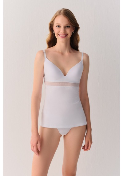 Suwen Comfy Pamuklu Kuplu İnce Askılı Atlet Sw4023101 Beyaz