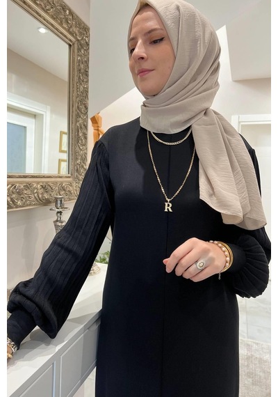 Rabia Şamlı Ecem Siyah Triko Elbise Normal