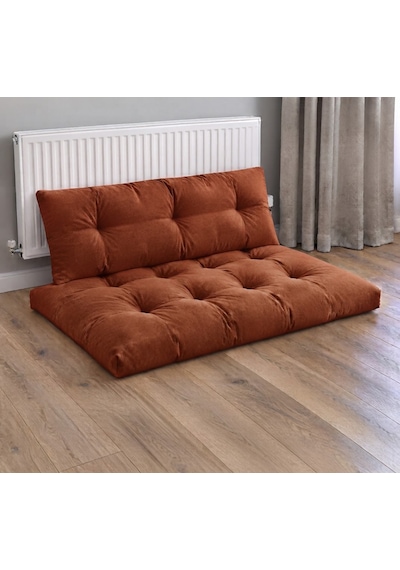 Kadife Döşemelik Kumaştan El Emeği Alt Üst Takım Petek Önü Minder 100x65cm Kiremit
